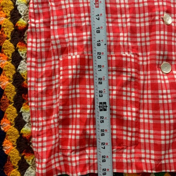 Vintage 80s IVY Lightweight Oversized Windowpane Plaid Unlined Pocket Bl… - Picture 13 of 15